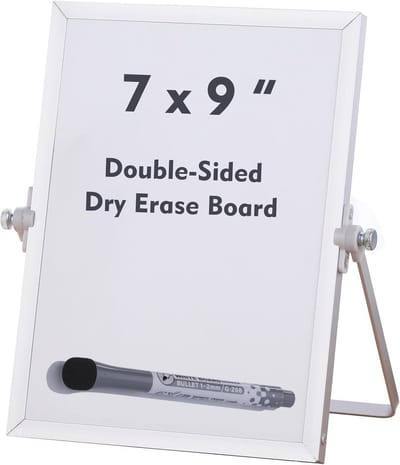 Klein Magnetisch Droog Wisbord 22,5 x 18,5 cm - Dubbelzijdig Aluminium Frame voor Thuis, Kantoor en School