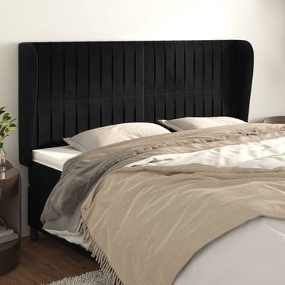 vidaXL - Hoofdbord - met - randen - 163x23x118/128 - cm - fluweel - zwart