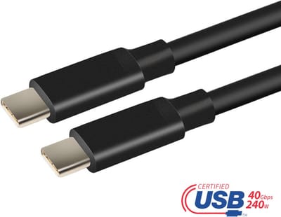 NÖRDIC USB4-104 USB IF Gecertificeerde USB4 kabel - USB-C - PD 3.1 - 240W - 40Gbps - 8K60Hz - E-Marker - 1m - Zwart