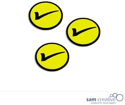 Sam Creative Whiteboard Magneten - Vinkje - 3x3 cm - Geel - 25 stuks