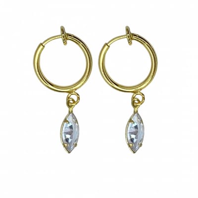 Klem oorbellen- zirkonia - goudkleurig - geen gaatje- Charme Bijoux