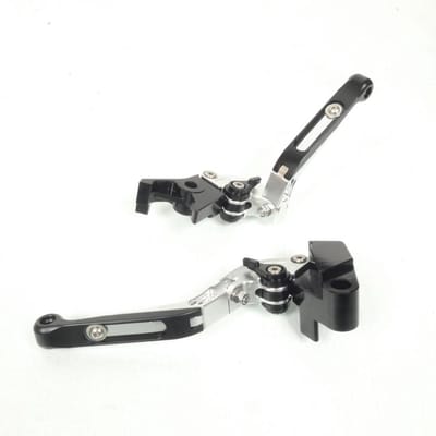 Levier frein droit Sifam pour Moto Kawasaki 600 Zx-6 R Ninja 1995 à 1999 alu CNC noir argent / paire Neuf