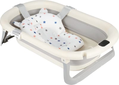 PIPIPOXER Babybadje - Inklapbaar bad - Bad Baby -Met badkussen -Grijs