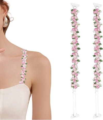 behabandjes - 1 paar - vervangende bh-bandjes voor dames - elastische bh-schouderbandjes met bloemenpatroon en kant - kant gebloemde behabandjes - antislip behabandjes - verstelbare elastische schoudervullingen
