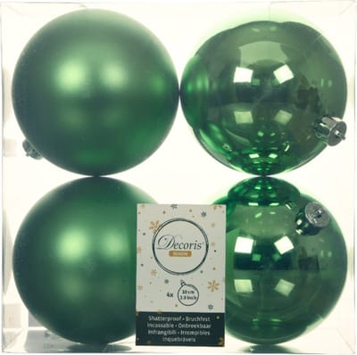 Decoris Kerstballen - 4x st - groen - D10 cm - kunststof - kerstversiering