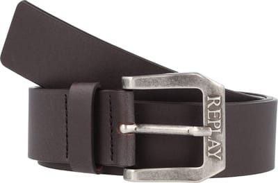 REPLAY Leren riem Belt W90 Black Brown donkerbruin