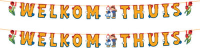 PartyXplosion letterslinger welkom thuis - 2x - vlaggenlijn - 3 meter - papier - thema holland