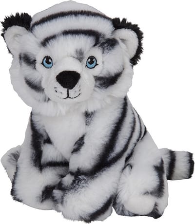Nature Planet pluche knuffel witte tijger - 16 cm - wilde dieren knuffels