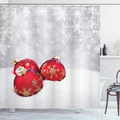 ABAKUHAUS Douchgordijn – 175x200 cm – wit/rood – Moderne ontwerp