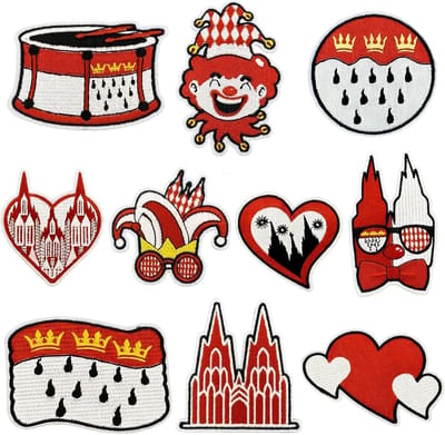 Set van 10 Strijkapplicaties voor Carnaval - Versier Hoeden, Tassen, Schoenen en Kleding met Creatieve DIY Accessoires