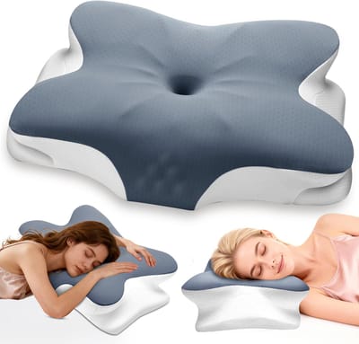 GOODEVN Ergonomisch Hoofdkussen van Memory Foam - Vlinderkussen - Vlinderkussen voor Zij-, Rug- en Buikslapers - Orthopedisch Nekkussen met Traagschuim - Wasbare 95% Katoen Hoes