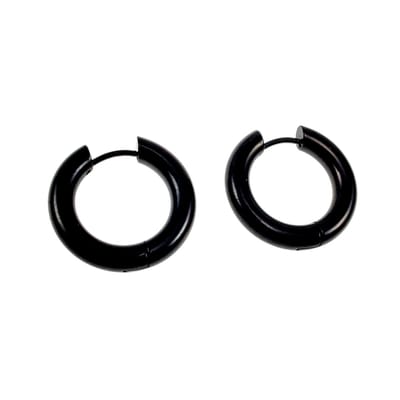 ∅22mm x 4mm Oorringen Unisex - Zwart PVD-Coating RVS - Oorbellen Dames - Heren