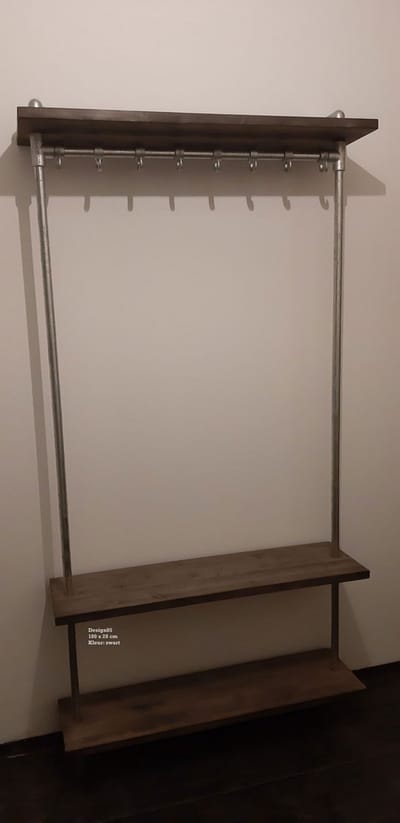 Design85 wandkapstok kordaat 100x28x205cm (bxdxh) zwarte wax