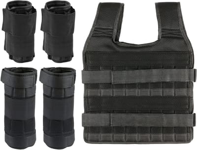 Verstelbaar trainingsvest met beengewichten en armen - 35 kg - Netweefsel - Schokabsorberende schouderbanden - Duurzaam - Fitness - Gewichtsvest
