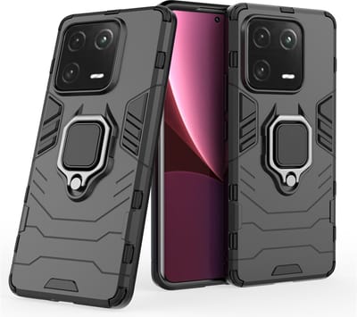 MobyDefend Hoesje - Geschikt voor Xiaomi 13 Pro - Dubbelgelaagde Pantsercase Met Standaard - Zwart