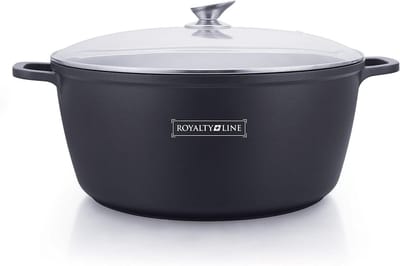 Steelpan 24 cm met Glazen Deksel - Non-stick Marmeren Coating voor Alle Warmtebronnen