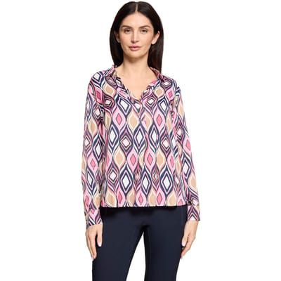 Chique tuniekblouse van viscose-satijn - roze / donkerblauw - Gr. 38 van Goldner Fashion
