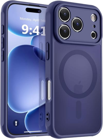 Hoesje Geschikt voor iPhone 17 Pro Max Hoesje Donker Blauw - Hoesje Geschikt voor MagSafe iPhone 17 Pro Max - Shockproof Back Cover met Lens beschermer