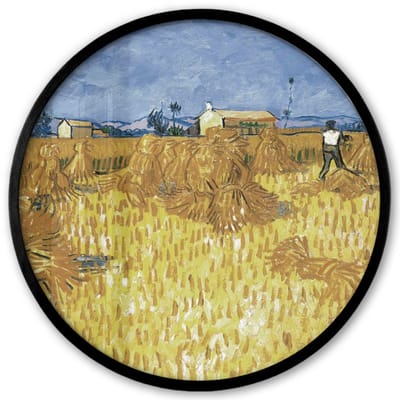 Poster in lijst Rond - Fotolijst 40x40 cm - Posters - Oogst in de Provence - Vincent van Gogh - Ronde posterlijst zwart - Decoratie - Wanddecoratie woonkamer - Muurdecoratie slaapkamer