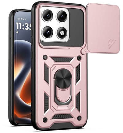 MobyDefend Hoesje - Geschikt voor Motorola Edge 70 Pro - Pantsercase Met Draaibare Ring - Rosé