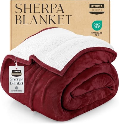 Omkeerbare Sherpa Deken - 228x228 cm Warm Fleece voor Bed, Bank en Reizen