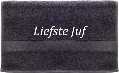 Handdoek - Liefste Juf - 100x50cm - Grijs