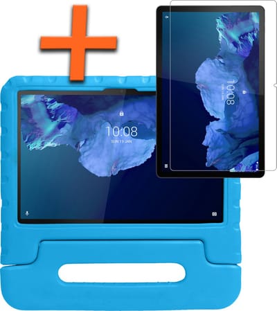 Hoesje - Geschikt voor Lenovo Tab P11 - Met Screenprotector - Kinderhoes Shockproof Bumper - Kidsproof Case - Tablet Hoes - Kinder Hoes Cover - Blauw