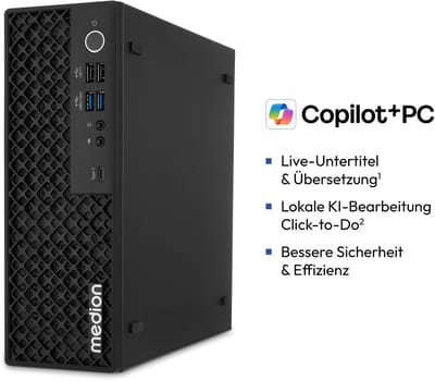 MEDION Picoworx T80 III Mini PC (Slim, Core Ultra 5 226V, 16GB DDR5 RAM, 512 GB SSD, ARC 130V, USB Type C, WLAN, HDMI 2.0, Gigabit LAN, Windows 11 Home)