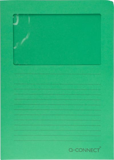 Q-CONNECT L-map met venster | 120 g/m² | A4 | pak van 100 stuks | groen
