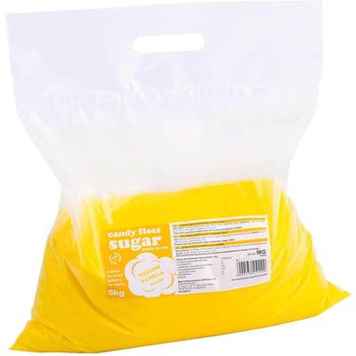 Gekleurde suikerspin suiker, geel, vanillesmaak, 5kg