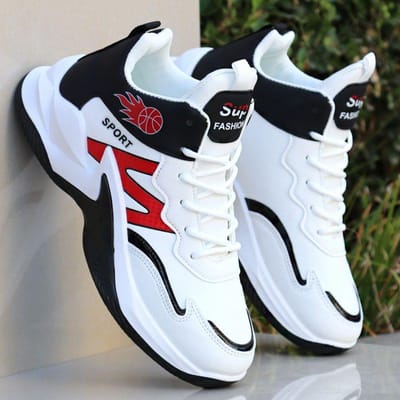 Merk Basketbalschoenen Heren High-Top Outdoor Sportschoenen Demping Hombre Atletische Heren Wandelschoenen Sneakers Zapatillas Rood 38 white