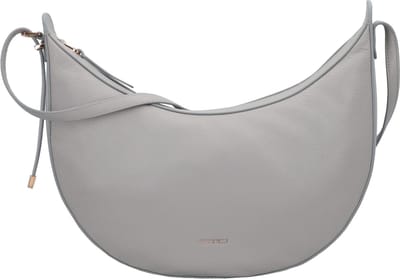 COCCINELLE Leren Schoudertas Coccinelle Gleen Handbag Grained Leather Light Grey Lichtgrijs