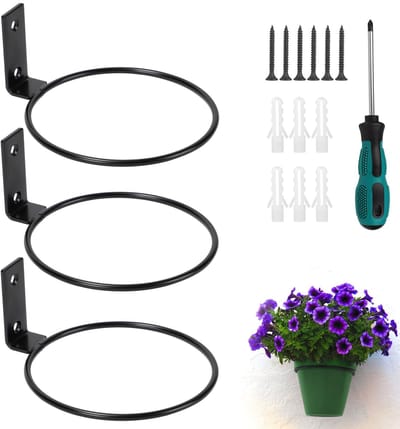 Dailygoody - Ringhouders voor Bloempotten - Wandbevestiging - Ideaal voor Buiten - 12,5 cm - Flexibel en Ruimtebesparend - Voor Tuin en Balkon -