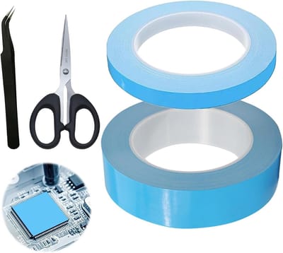 Dubbelzijdige thermisch geleidende tape voor LED-verlichting, koellichamen en elektrische isolatie, 2 rollen van 19.5 x 12.3 cm