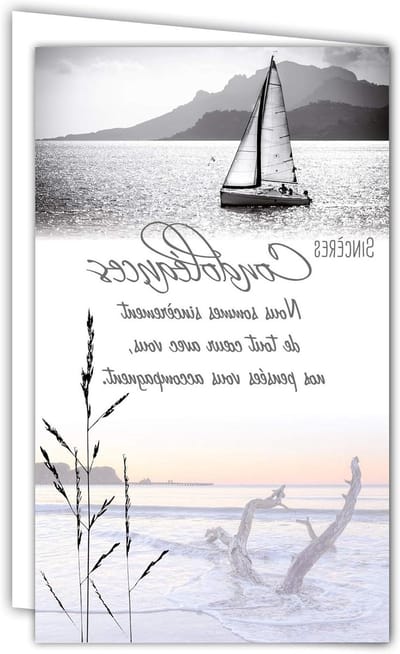 Rouwkaart - Condoleancekaart kaart - Nabestaanden condoleren - Vredig landschap ontwerp - 16 x 95 cm - Grijs