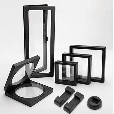 PE Film Sieraden Opbergdoos Transparant 3D Zwevend Frame Display Houder Film Sieraden Display Doos 2.76 X 2.76 X 0.79in