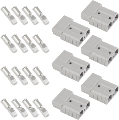 Stekkers voor batterijaansluiting - 6 stuks - Quick Connect - 50 A - 600 V - Inclusief 12 koperen klemmen - Geschikt voor auto's, campers en elektrische stapelaars