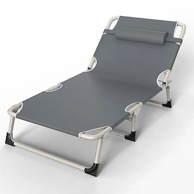 MakkelijkMooi Opvouwbaar Kampeerbed met Matras en Kussen - Logeerbed - Comfortabel Ligoppervlak - Lichtgewicht - Zilvergrijs