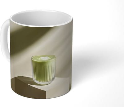 Mok - Koffiemok - Matcha - Glas - Groen - Minimalistisch - Mokken - 350 ML - Beker - Koffiemokken - Theemok