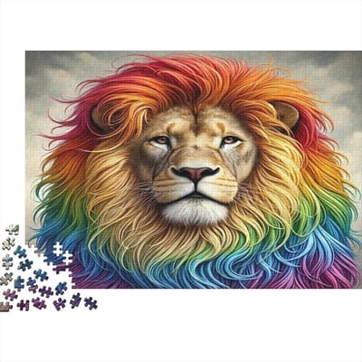 Leeuw Regenboog Puzzel - Volwassen Puzzel - Ontspannend Spel - Educatief en Rustgevend - 1000 Stukjes - Multicolor
