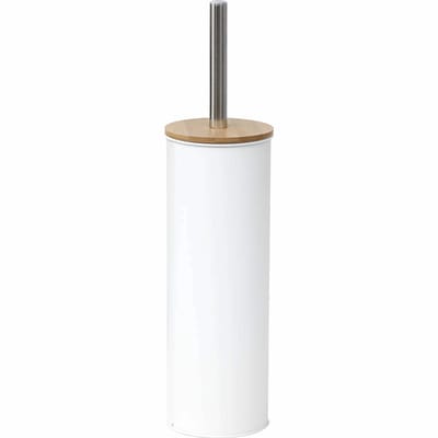 Tendance Toilet/badkamer toiletborstel met houder - Bamboo Vibe - wit - D10 x H40 cm