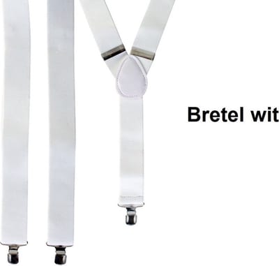 Luxe Bretel wit 30mm breed - Merk PartyXplosion - Carnaval festival thema feest party fun black and white carnaval huwelijk gala