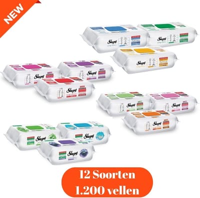 VOORDEELVERPAKKING -12 x Sleepy Doekje Easy Clean - Cleaning Wipes | XXL Sheets | Extra Strong & Thick | 12 Packs of 12 x 100 (1.200 Pieces)