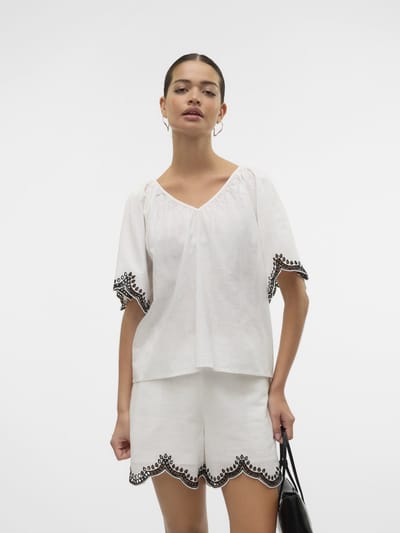 VERO MODA - VMDIANA 2/4 V-NECK TOP WVN BTQ - Dames - Blouses