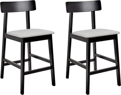 ISANTI - Barkruk set van 2 - Grijs/Zwart - Rubberhout