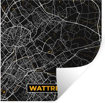 Muurstickers - Sticker Folie - Plattegrond - Wattrelos - Stadskaart - Frankrijk - Kaart - 100x100 cm - Plakfolie - Muurstickers Kinderkamer - Zelfklevend Behang XXL - Zelfklevend behangpapier - Stickerfolie