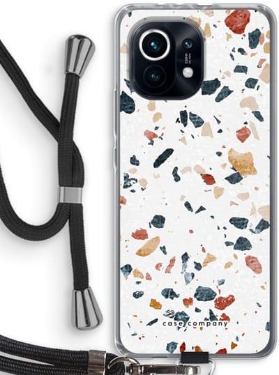 Case Company® - Hoesje met koord geschikt voor Xiaomi Mi 11 hoesje met Koord - Terrazzo N°4 - Telefoonhoesje met Zwart Koord - Bescherming aan alle Kanten en Over de Schermrand
