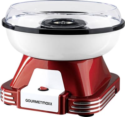 GOURMETmaxx Suikerspinmachine voor thuis | Het rode origineel met 10 stokjes & maatlepel in nostalgisch retro design | Suikerspin van de hoogste kwaliteit voor elke gelegenheid
