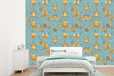 Behang - Fotobehang Patronen - Vintage - Bloemen - Breedte 360 cm x hoogte 260 cm