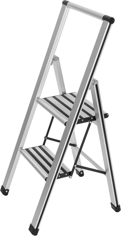 Aluminium Telescooptrap 2 Treden met Antislip XXL Voetsteun